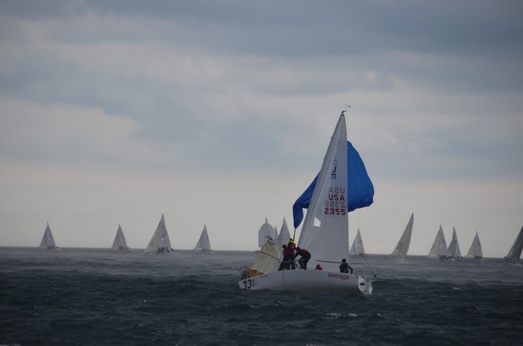 Winds approaching 25-30 knots in race 4 - J24 world championship © Christopher Howell